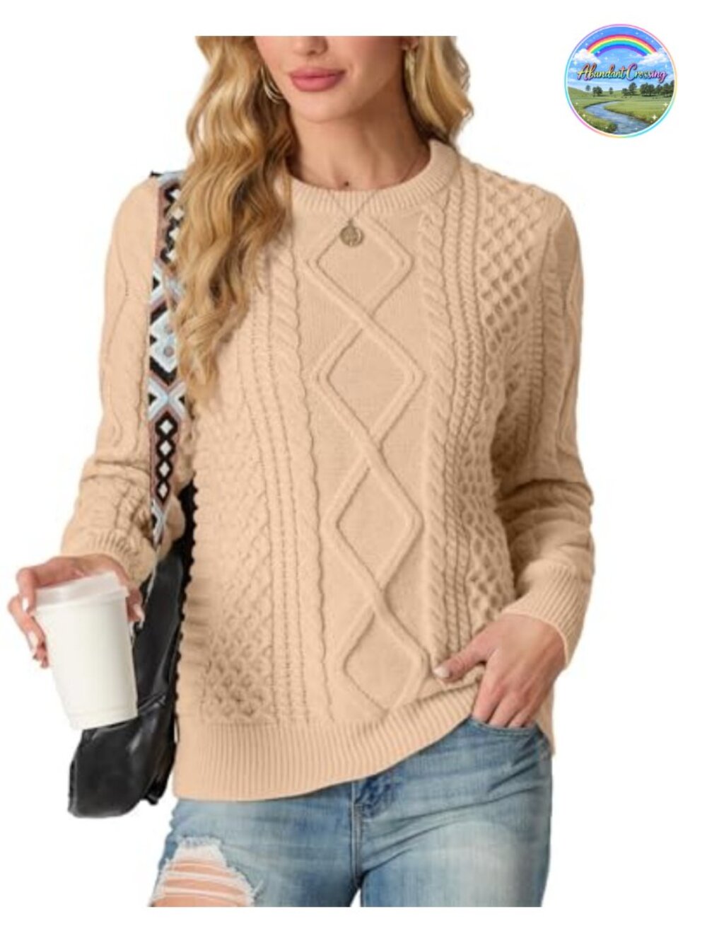 100% Acrylic Ribbed Knit Crewneck Pullover Sweater Long Sleeve